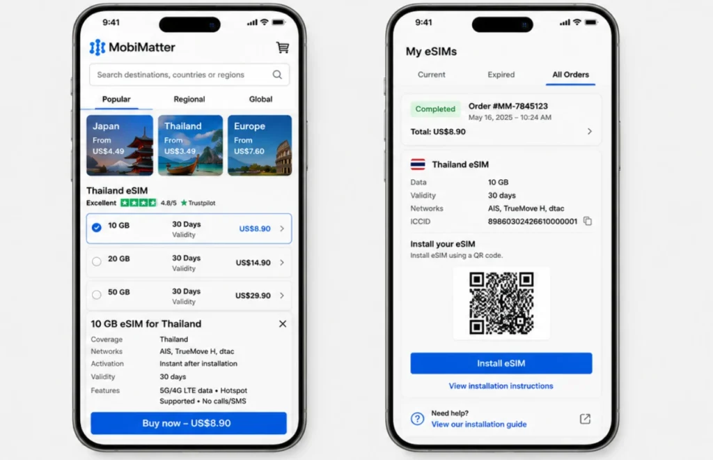 Buying and Installation of Mobimatter eSIM