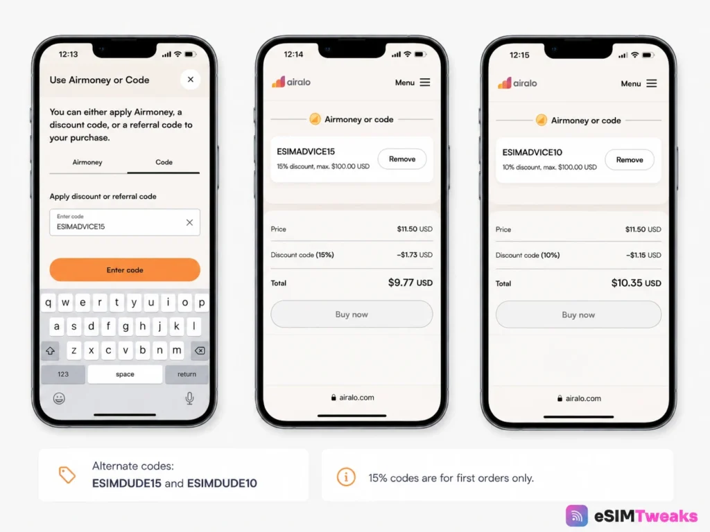 Airalo Promo Code 2026: Get 15% Off With ESIMADVICE15 (Verified Codes) 5 Airalo Discount Codes for New & Existing Customers