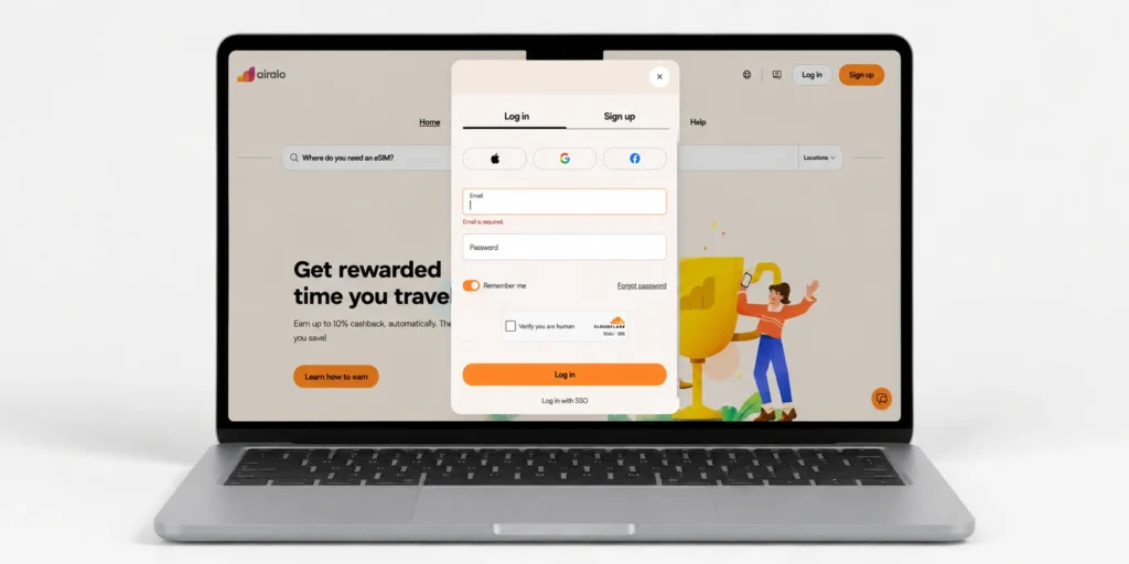 Airalo Promo Code 2026: Get 15% Off With ESIMADVICE15 (Verified Codes) 8 Airalo - Sign in and login page