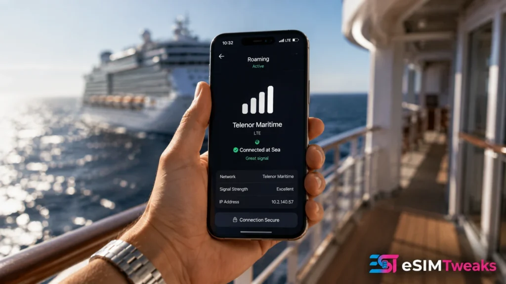 eSIM for Cruises 2026: 9 Best Plans for Sea + Port 17 Cruise eSIM connected to maritime network at sea