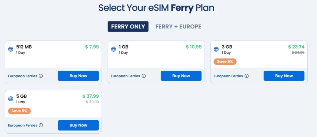 GigSky Promo Code September 2026: 15% Off With ESIMADVICE15 16 GigSky - Ferry Plan