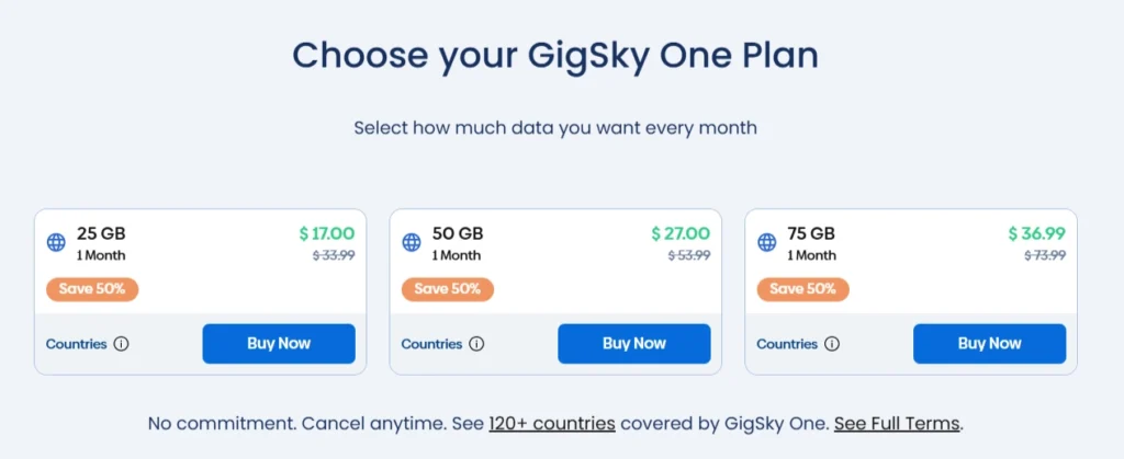GigSky Promo Code September 2026: 15% Off With ESIMADVICE15 17 Gigsky One Plan
