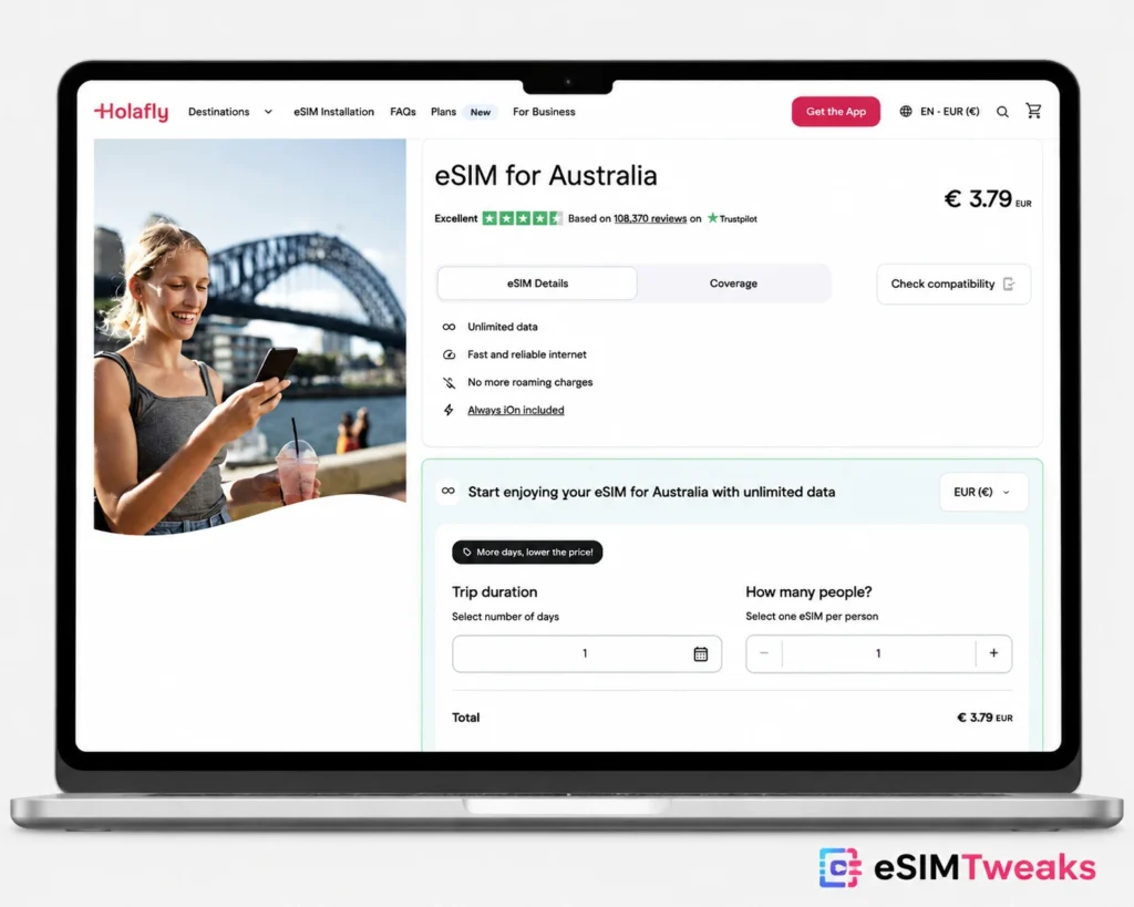 12 Best eSIM for Australia 2026: Telstra vs Everyone 11 Holafly Australia eSIM