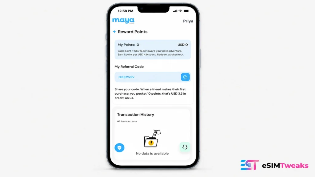 Maya Mobile Coupon Code: Get 10% OFF Every eSIM Plan 21 Maya mobile Reward Point
