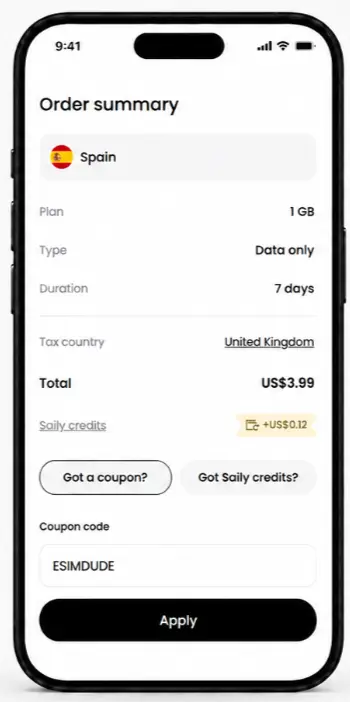 Saily Coupon Code 2026: Verified 10% Off With ESIMDUDE 19 Saily - Apply ESIMDUDE code while checkout