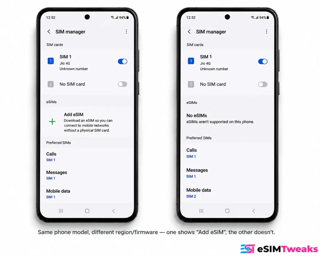 Which Android Phones Support eSIM in 2026? 1 Which Android Phones Support eSIM - Same phone, different support
