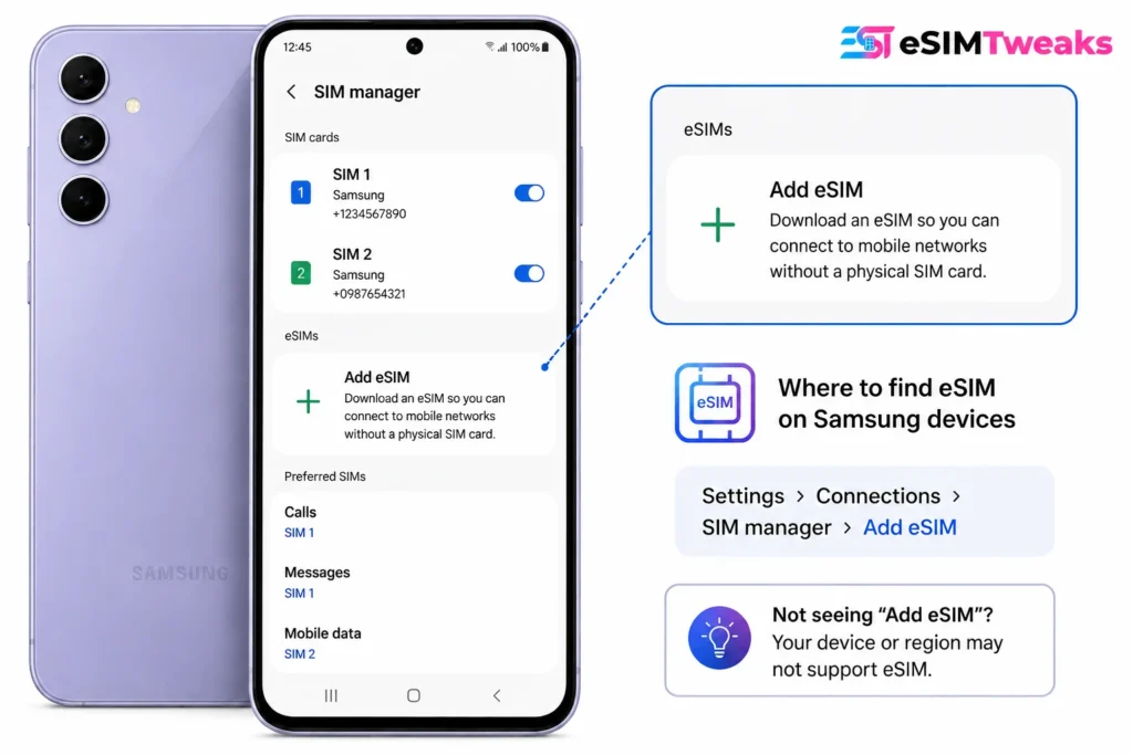 Which Android Phones Support eSIM in 2026? 2 Samsung SIM Manager eSIM