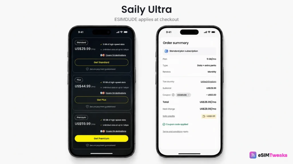 Saily Coupon Code 2026: Verified 10% Off With ESIMDUDE 24 Ultra Plan - Saily