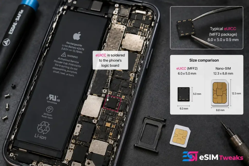 How Does an eSIM Work? A Simple Technical Guide 1 eUICC chip inside smartphone