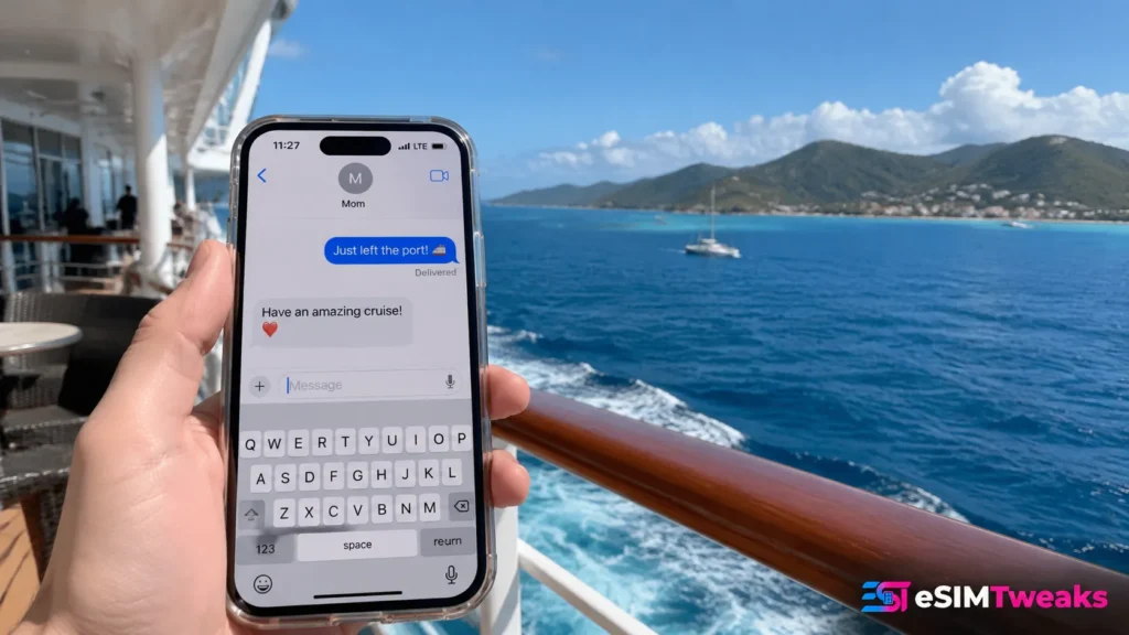 Cruise eSIM signal availability while sailing away from port
