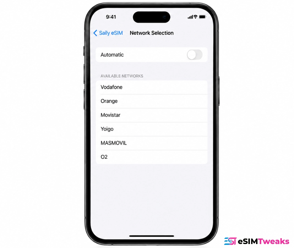Fix Saily eSIM by manually selecting network operator