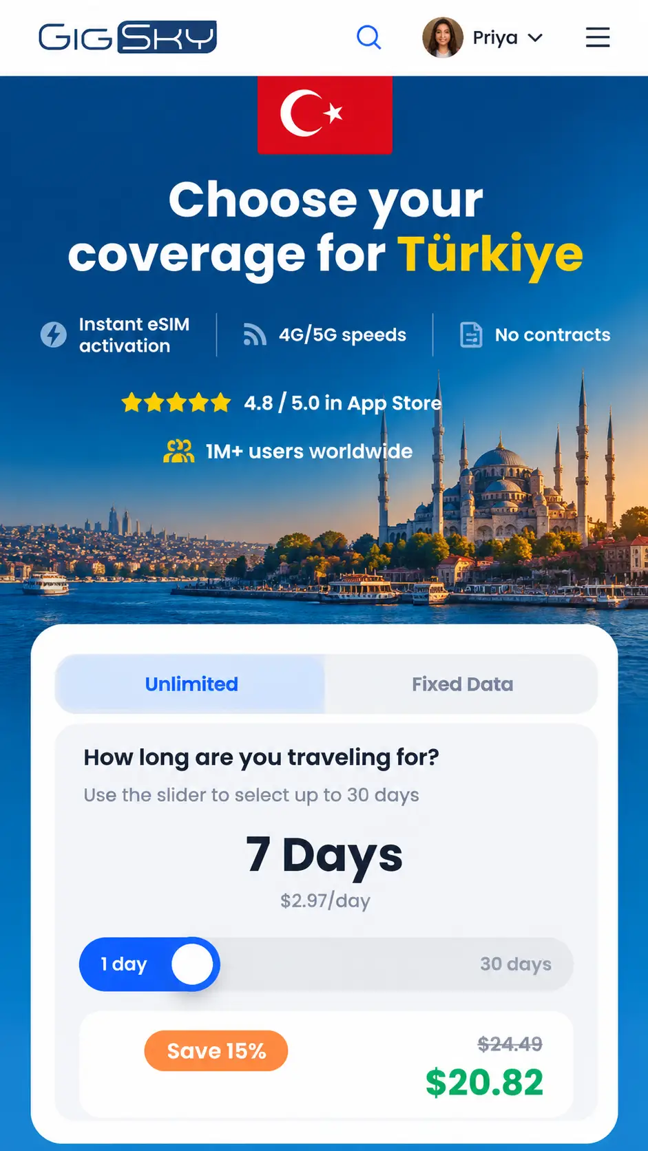 GigSky - eSIM for Turkey