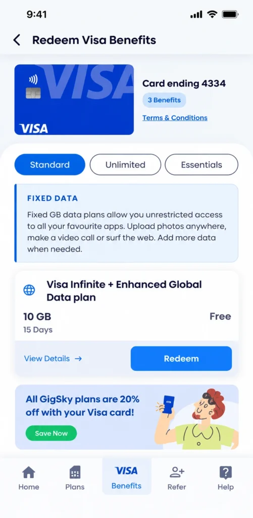 Gigsky - Redeem Visa Free Esim Plan