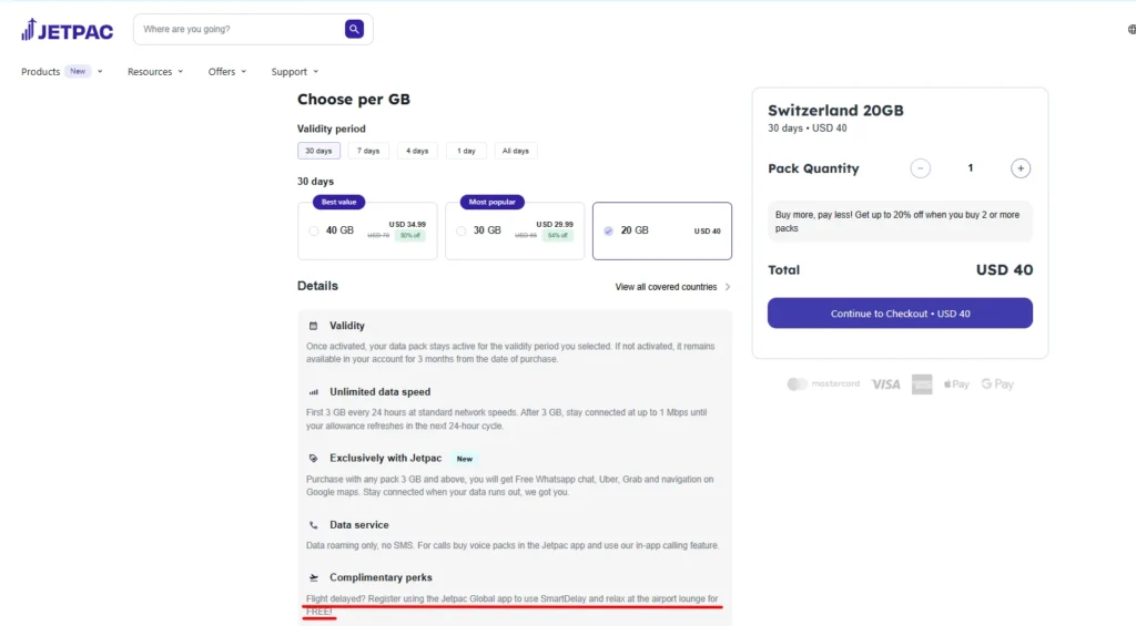 Jetpac - Switzerland eSIM Plan