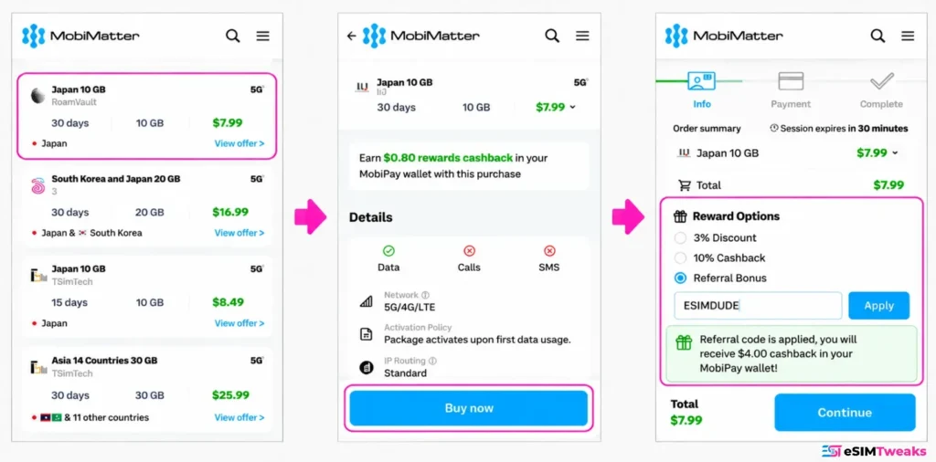 MobiMatter Promo Code: 50% Cashback, and the $16 Catch 5 MobiMatter ESIMDUDE cashback code checkout