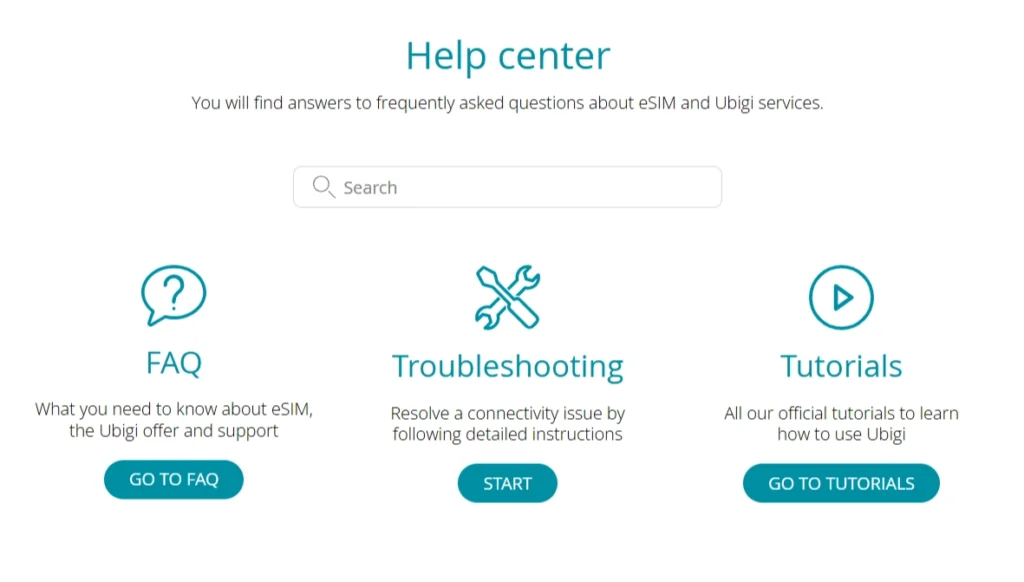 Ubigi customer support help center