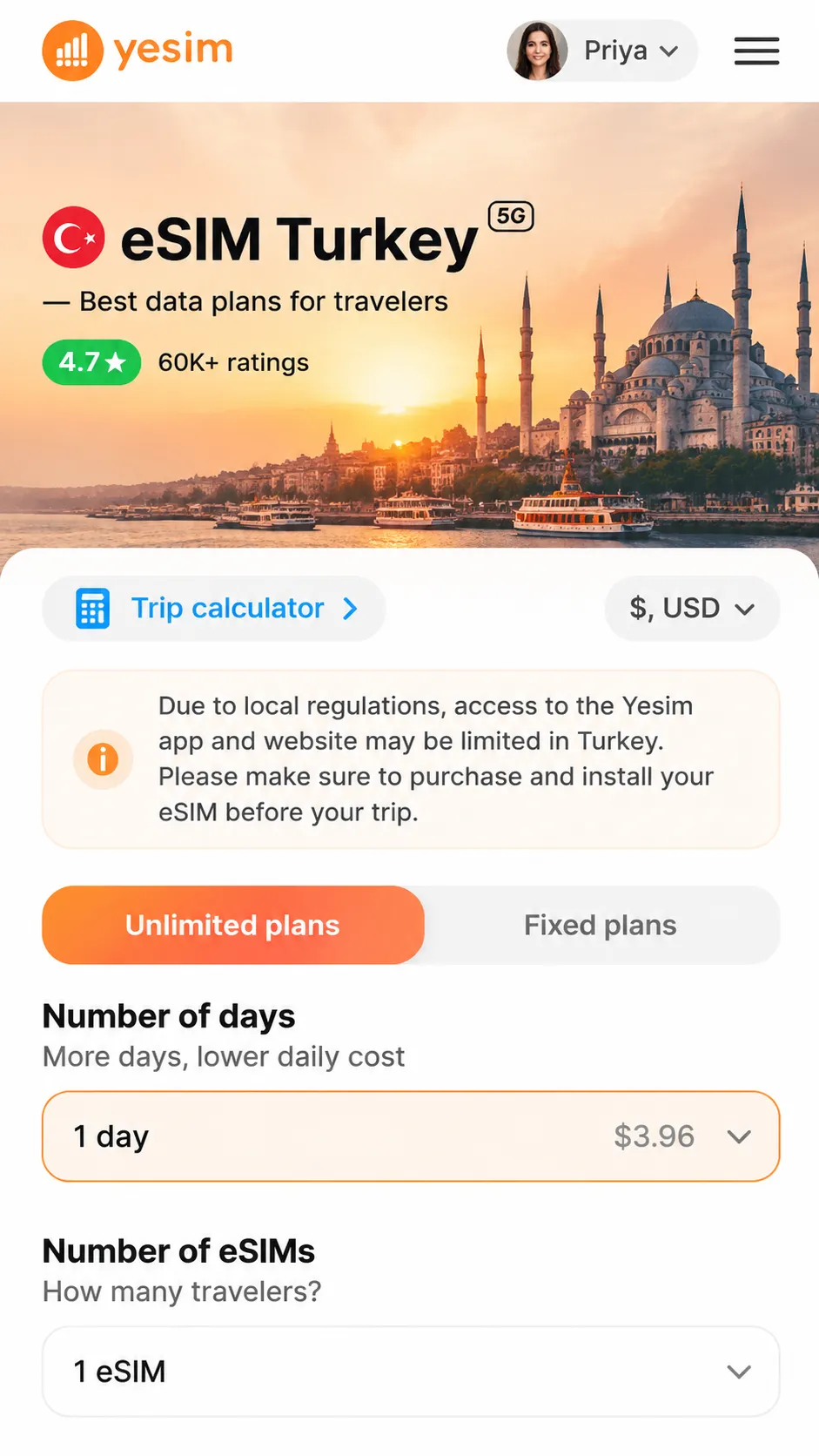 Yesim - eSIM for Turkey