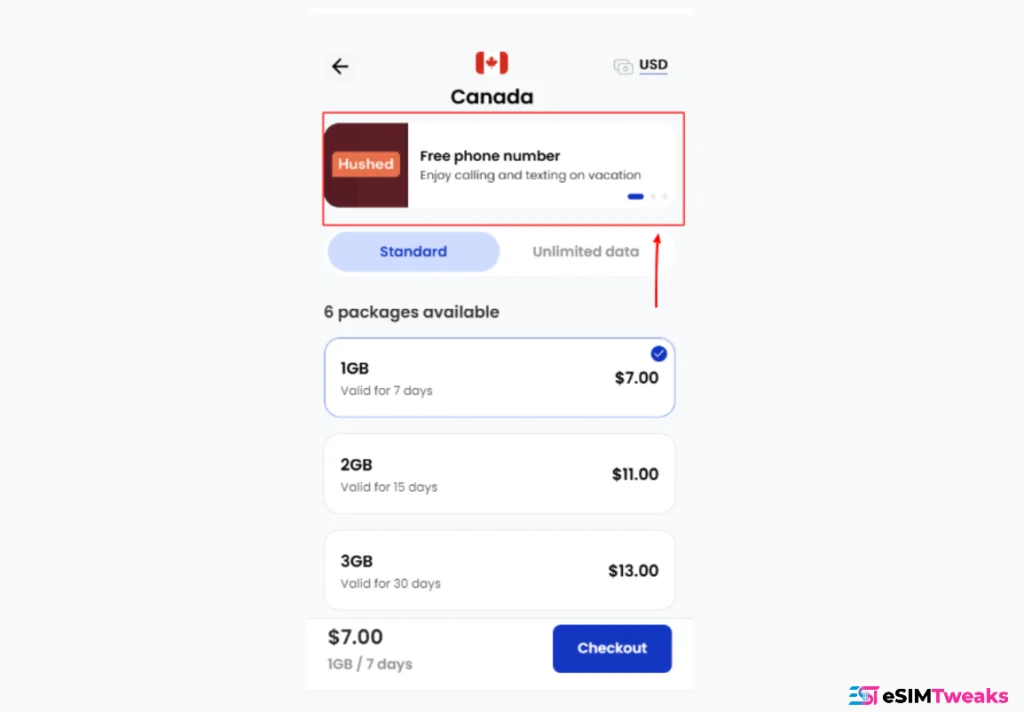 aloSIM Promo Code 2026: 15% Off Every Plan, No Limits 16 aloSIM free phone number feature with Hushed app