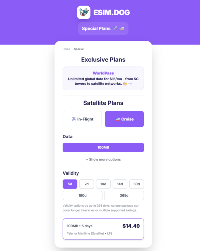 esim.dog Cruise Plan