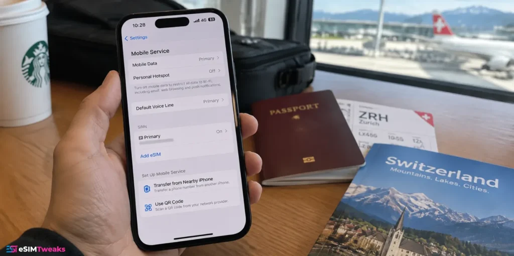 iPhone eSIM setup before Switzerland travel