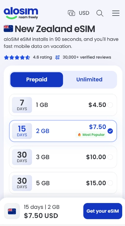 eSIM for New Zealand: 9 Best & Cheapest Plans (2026) 12 Alosim eSIM for New Zealand