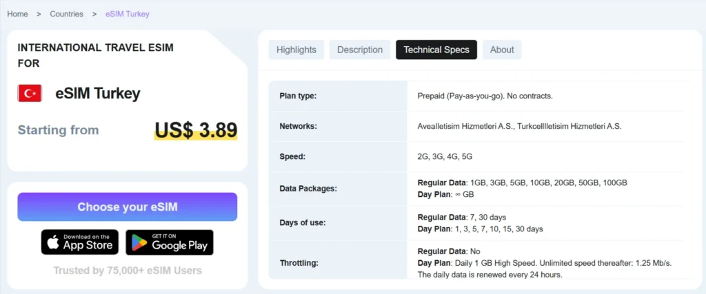 Esimatic Turkey 5G Network Technical Specifications