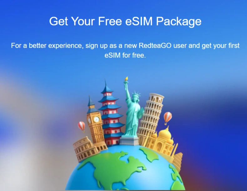 RedteaGO Promo Code 2026: 5% Off, Plans Under $10 17 RedteaGO free eSIM package
