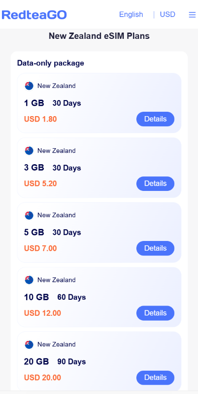 eSIM for New Zealand: 9 Best & Cheapest Plans (2026) 9 RedteaGo eSIM for New Zealand