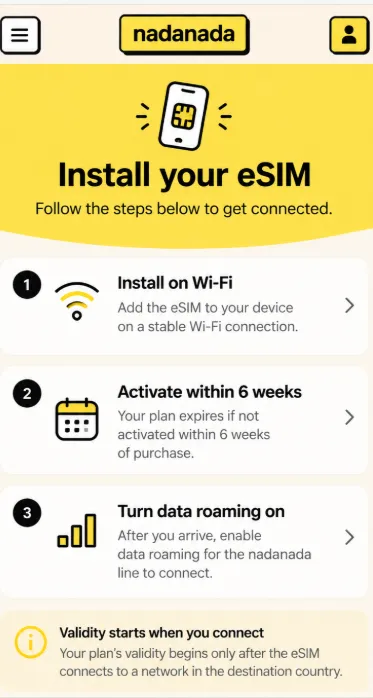 nadanada Coupon Code: 10% Off + a Hidden Catch 22 nadanada eSIM installation and 6-week activation